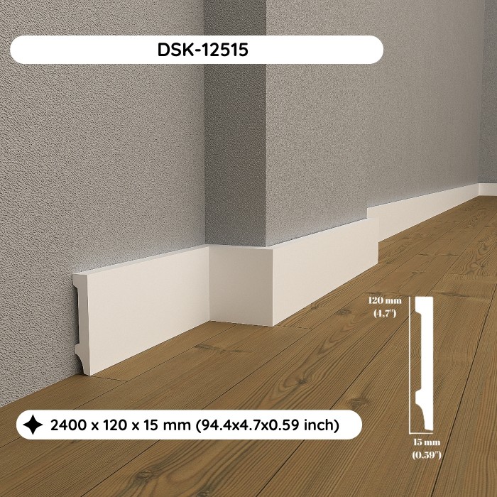 Water Resistant Baseboard Moldings DSK-12515 (94.4x4.7x0.59 inch)