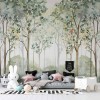 Watercolor Forest Mural | Jungle Nursery Wallpaper YCO-02525