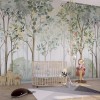 Watercolor Forest Mural | Jungle Nursery Wallpaper YCO-02525
