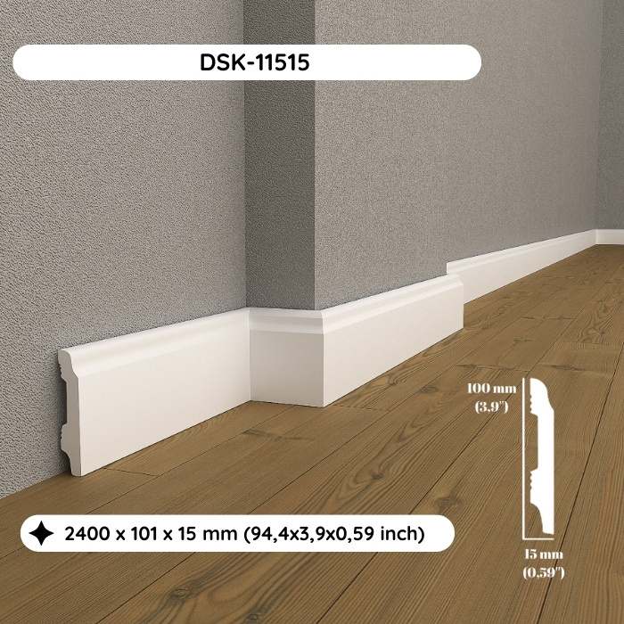 Waterproof Baseboard Skirting Board DSK-11515 (94.4x3.9x0.59")