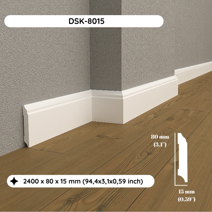 White Skirting Board for Stylish Interior DSK-8015  (94.4x3.1x0.59")