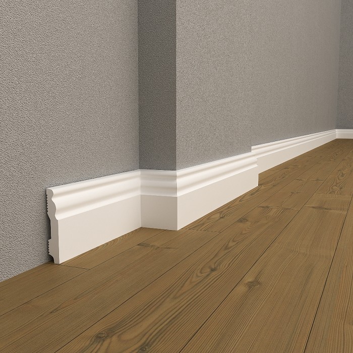 White Waterproof Baseboard Molding DSK-12018 (94.4x4.7x0.59")