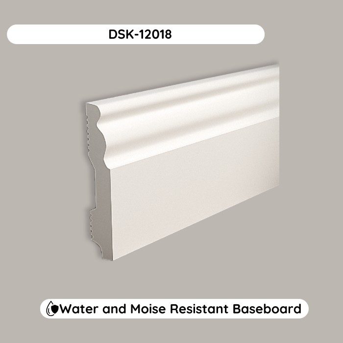 White Waterproof Baseboard Molding DSK-12018 (94.4x4.7x0.59")