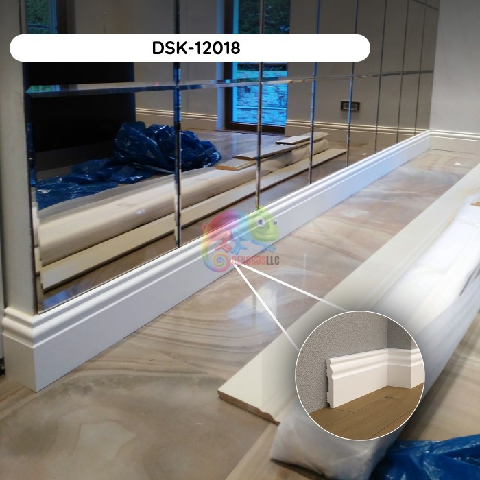 White Waterproof Baseboard Molding DSK-12018 (94.4x4.7x0.59")