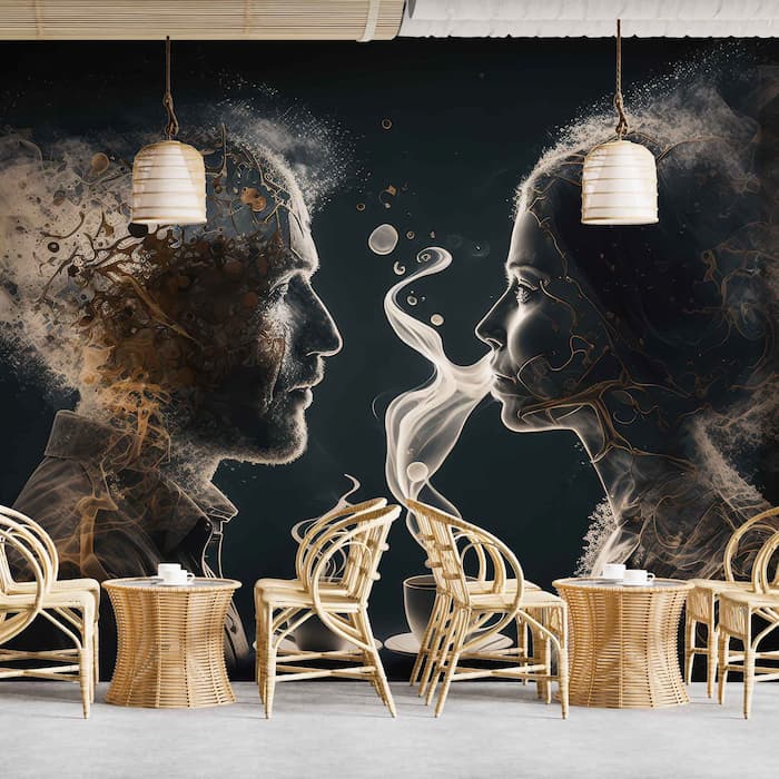 Artistic Coffee Shop Wallpaper | Stylish People Design YC-00196