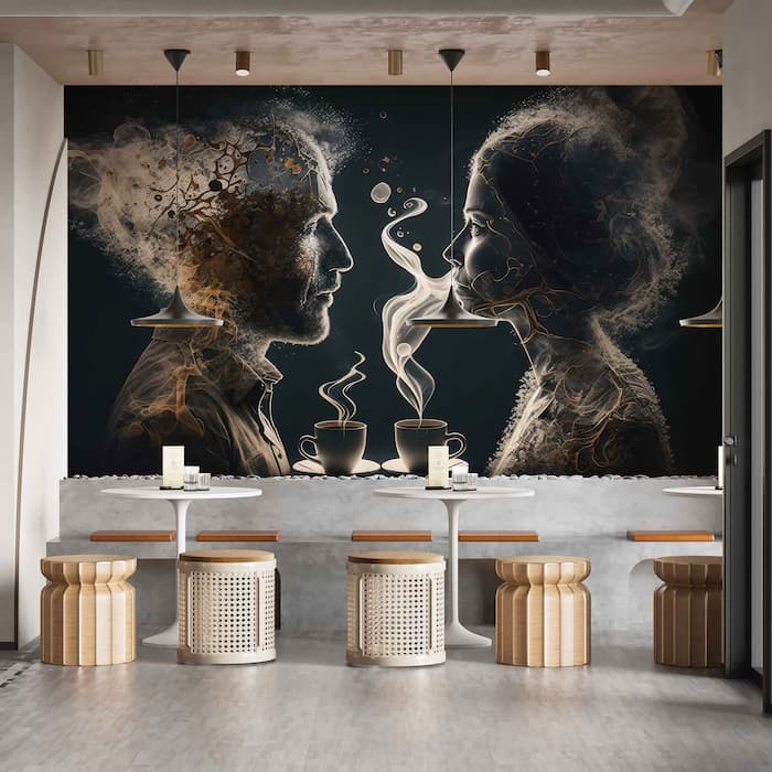 Artistic Coffee Shop Wallpaper | Stylish People Design YC-00196