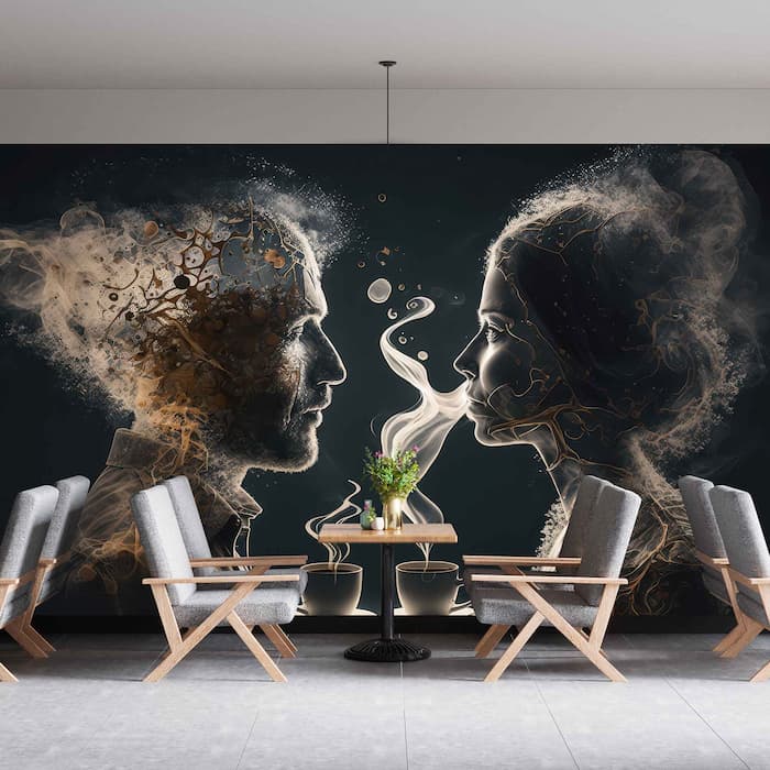 Artistic Coffee Shop Wallpaper | Stylish People Design YC-00196
