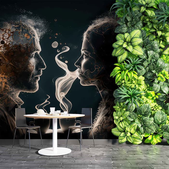 Artistic Coffee Shop Wallpaper | Stylish People Design YC-00196