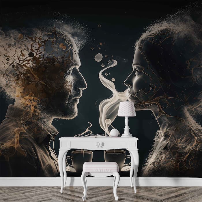 Artistic Coffee Shop Wallpaper | Stylish People Design YC-00196