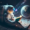 Astronaut Reading on Moon Wallpaper | Space Mural YU-10020 Astronaut Reading on Moon Wallpaper | Space Mural YU-10020