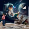 Astronaut Reading on Moon Wallpaper | Space Mural YU-10020 Astronaut Reading on Moon Wallpaper | Space Mural YU-10020
