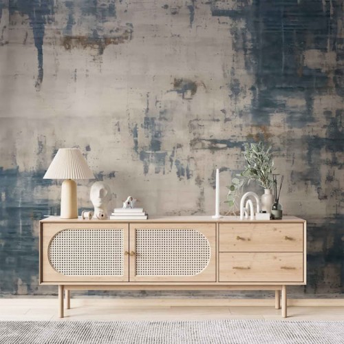 Blue Rustic Wallpaper | Concrete Textured Mural YF-02500