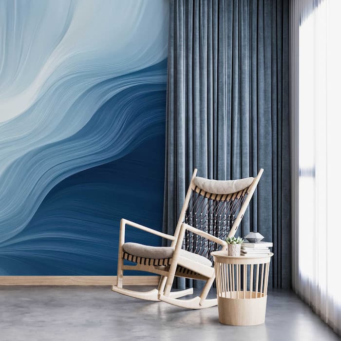 Coastal Blue Wave Wallpaper | Ocean Mural YM-02572