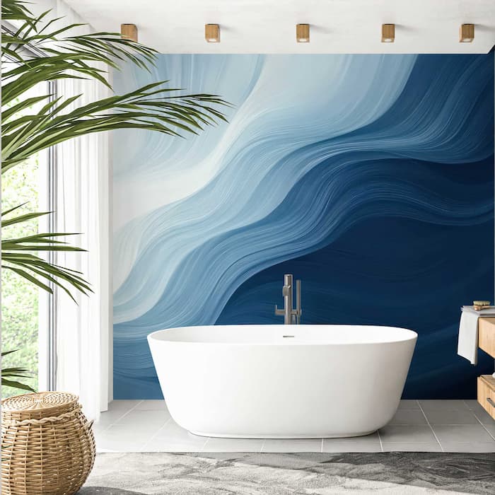 Coastal Blue Wave Wallpaper | Ocean Mural YM-02572