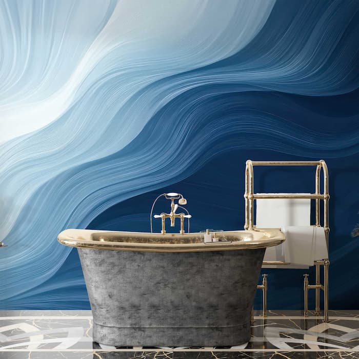 Coastal Blue Wave Wallpaper | Ocean Mural YM-02572