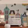 Colorful Town Wallpaper | Kids Watercolor Mural YCO-02561