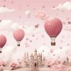 Hot Air Balloon Wallpaper | Pink Watercolor Mural YCO-02522