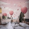 Hot Air Balloon Wallpaper | Pink Watercolor Mural YCO-02522