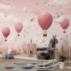 Hot Air Balloon Wallpaper | Pink Watercolor Mural YCO-02522