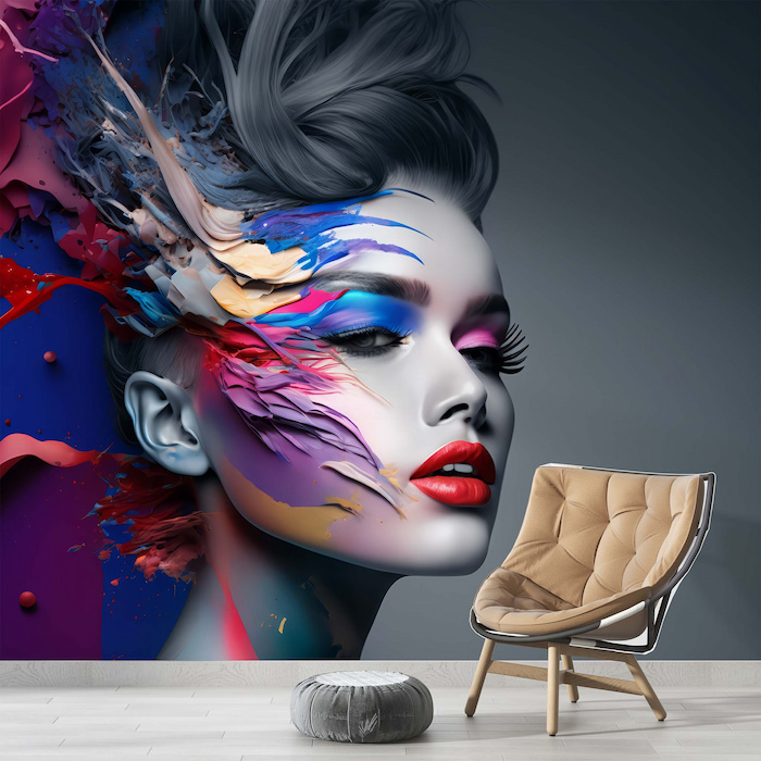 Elegant Woman Wallpaper | Stylish Salon Wall Art YK-00778