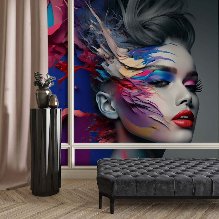 Elegant Woman Wallpaper | Stylish Salon Wall Art YK-00778