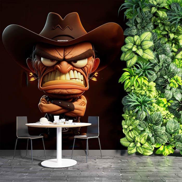 Funny Cowboy Cartoon Wallpaper | Whimsical Western Mural