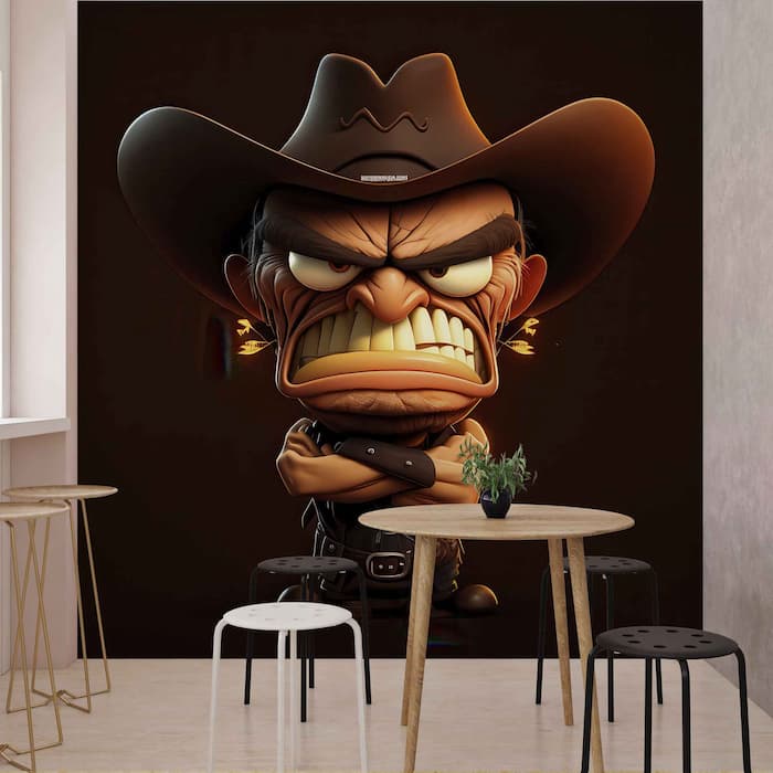 Funny Cowboy Cartoon Wallpaper | Whimsical Western Mural