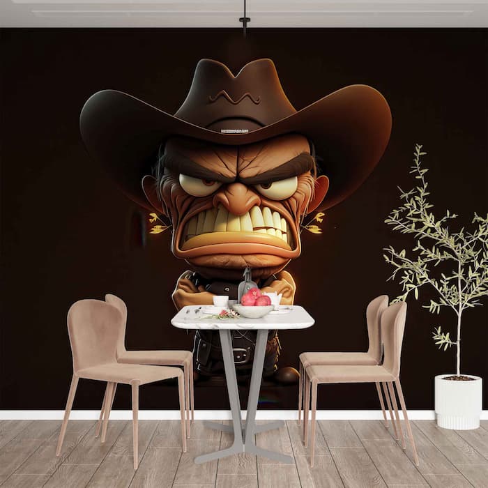 Funny Cowboy Cartoon Wallpaper | Whimsical Western Mural