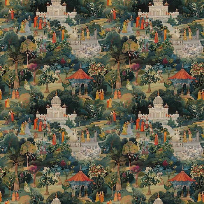 Jaipur Garden Wallpaper | Mughal Design Wall Art YM-30019