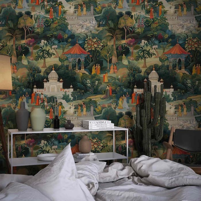 Jaipur Garden Wallpaper | Mughal Design Wall Art YM-30019
