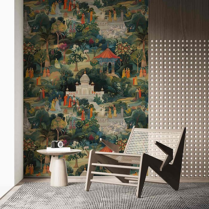 Jaipur Garden Wallpaper | Mughal Design Wall Art YM-30019