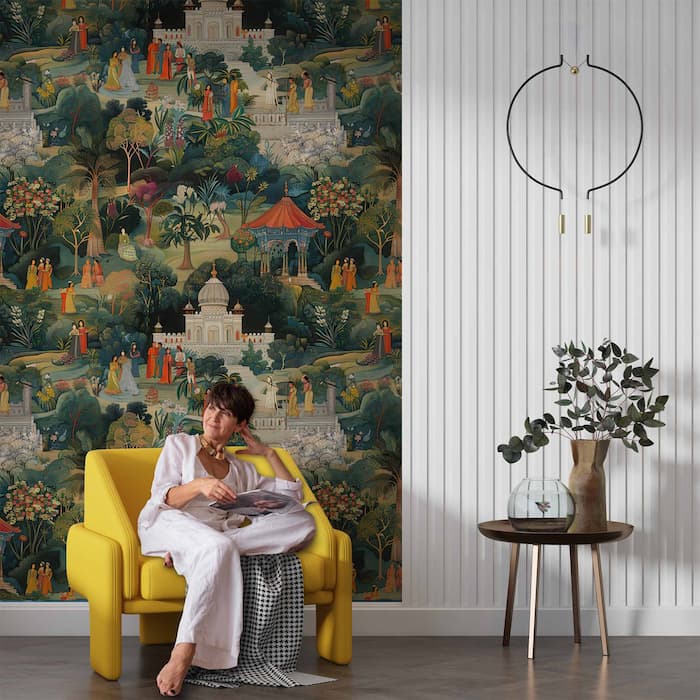 Jaipur Garden Wallpaper | Mughal Design Wall Art YM-30019