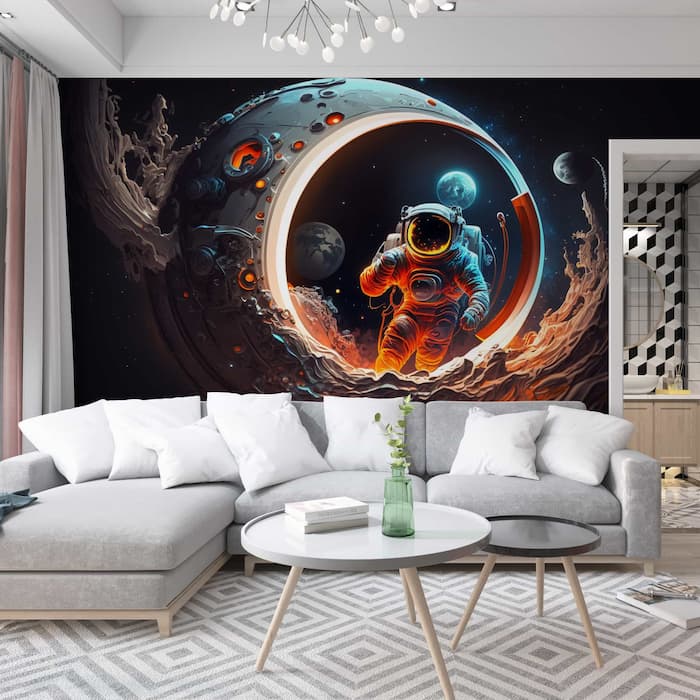Moonwalker Astronaut Wallpaper | Outer Space Mural YCO-00211