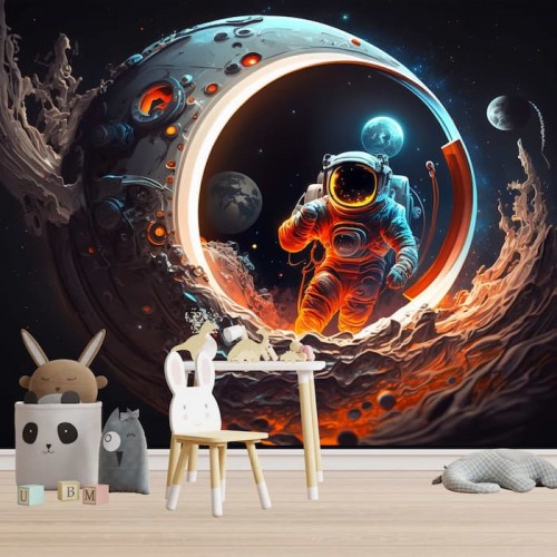 Moonwalker Astronaut Wallpaper | Outer Space Mural YCO-00211