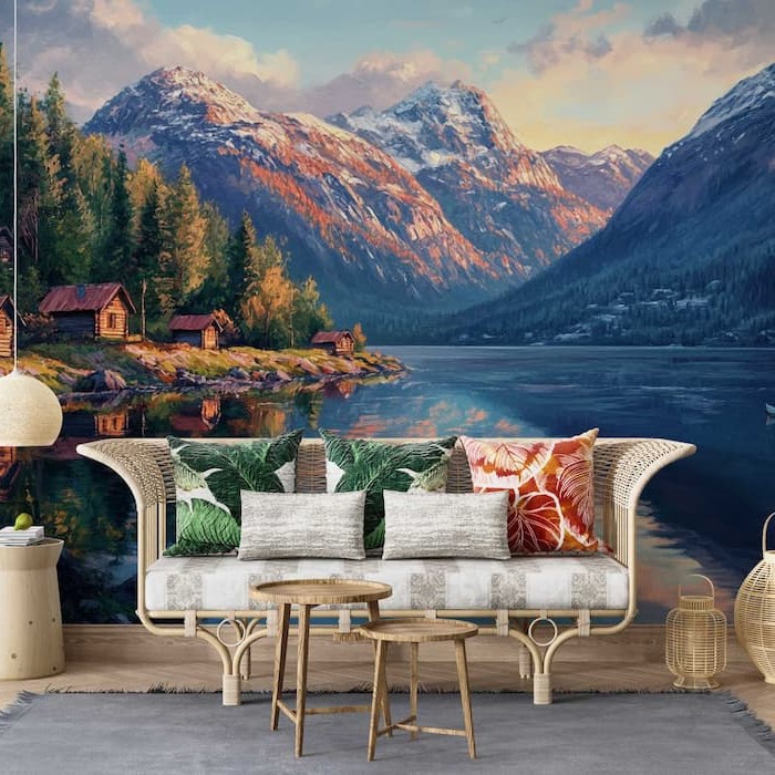 Norwegian Fjord Wallpaper | Panoramic Lake Mural YD-05097