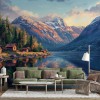 Norwegian Fjord Wallpaper | Panoramic Lake Mural YD-05097