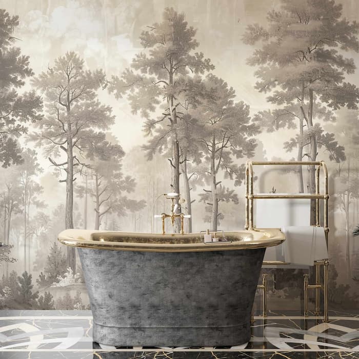 Scenic Forest Wall Mural, Minimalist Landscape Wallpaper YD-05058