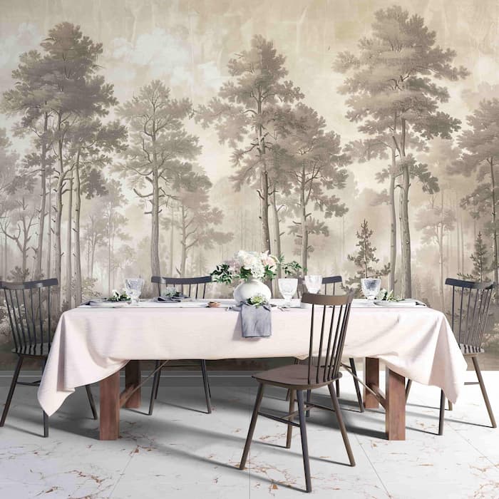 Scenic Forest Wall Mural, Minimalist Landscape Wallpaper YD-05058
