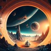 Futuristic Space Wallpaper | Sci-Fi Galaxy Mural YCO-00219