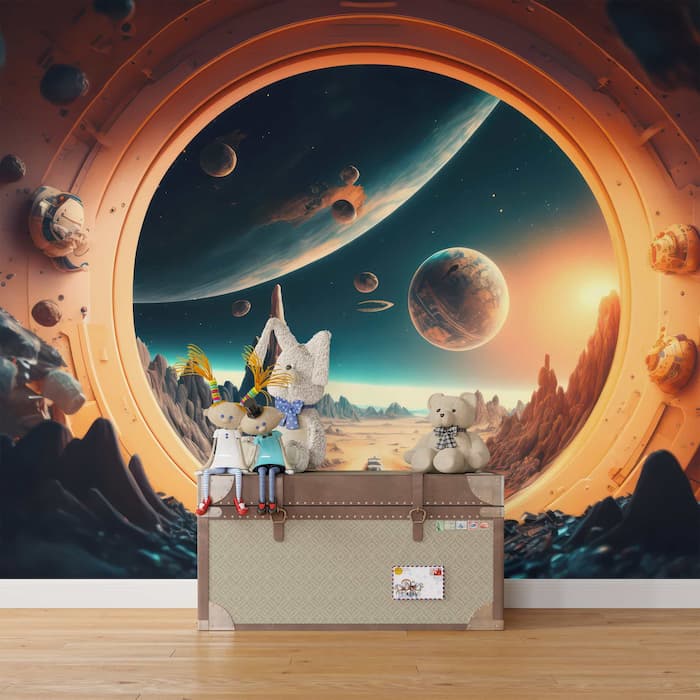 Futuristic Space Wallpaper | Sci-Fi Galaxy Mural YCO-00219