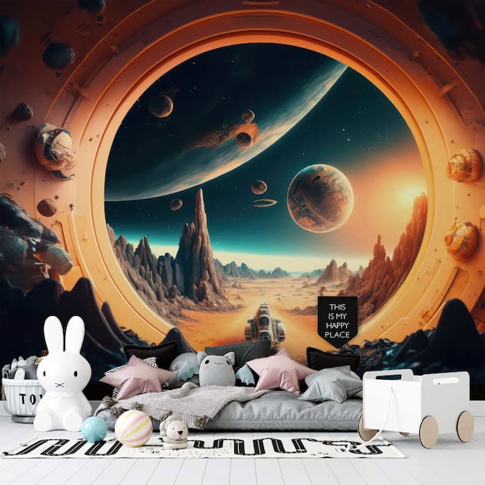 Futuristic Space Wallpaper | Sci-Fi Galaxy Mural YCO-00219