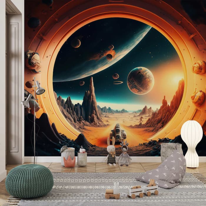 Futuristic Space Wallpaper | Sci-Fi Galaxy Mural YCO-00219