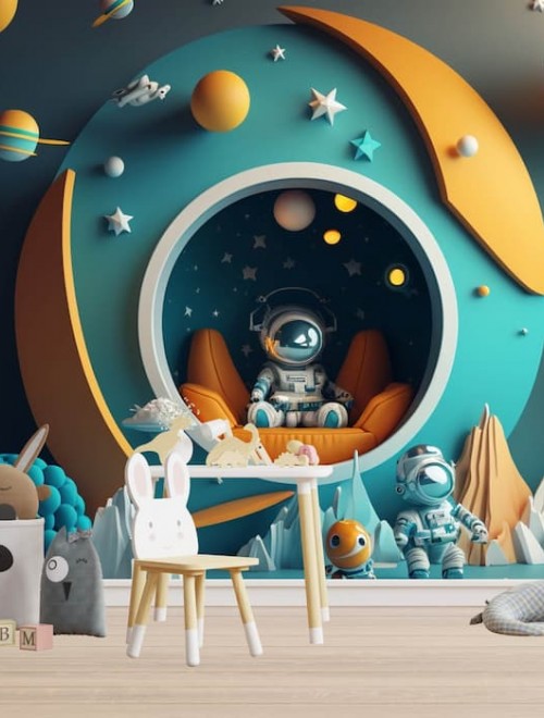 Space Adventure Wallpaper | Planets & Astronaut Art YCO-00208