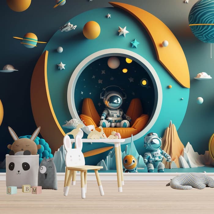 Space Adventure Wallpaper | Planets & Astronaut Art YCO-00208