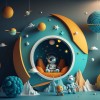Space Adventure Wallpaper | Planets & Astronaut Art YCO-00208