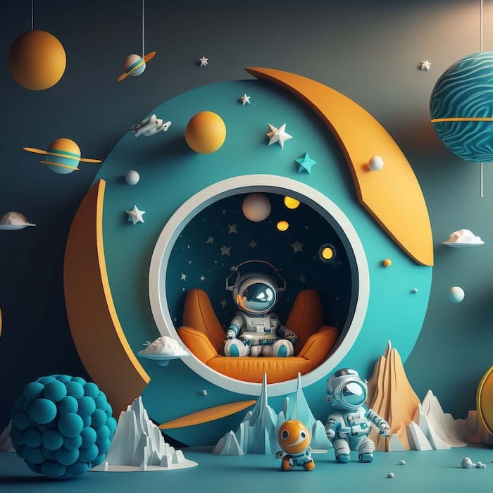 Space Adventure Wallpaper | Planets & Astronaut Art YCO-00208