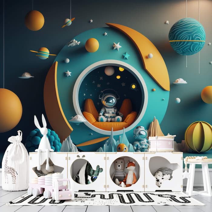 Space Adventure Wallpaper | Planets & Astronaut Art YCO-00208