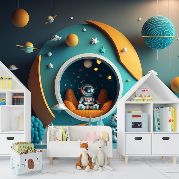 Space Adventure Wallpaper | Planets & Astronaut Art YCO-00208