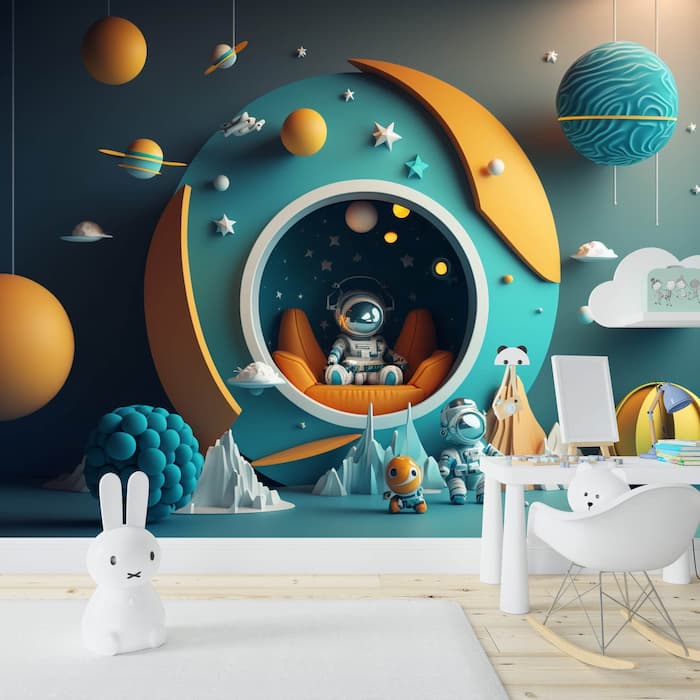 Space Adventure Wallpaper | Planets & Astronaut Art YCO-00208
