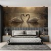 Swans on Lake Wall Mural | Elegant Watercolor Décor YH-05064
